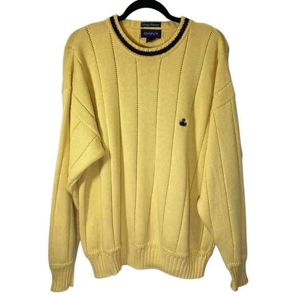 GANT Men's size Large Classic Crew Neck yellow pull-on long sleeve knit sweater - Picture 3 of 6